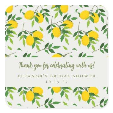 Summer Lemon Fruit Custom  Thank You Square Sticker