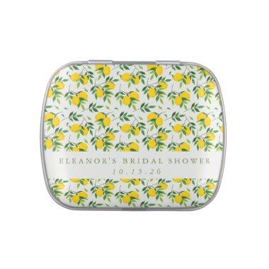 Summer Lemon Fruit Pattern Custom Bridal Shower Candy Tin
