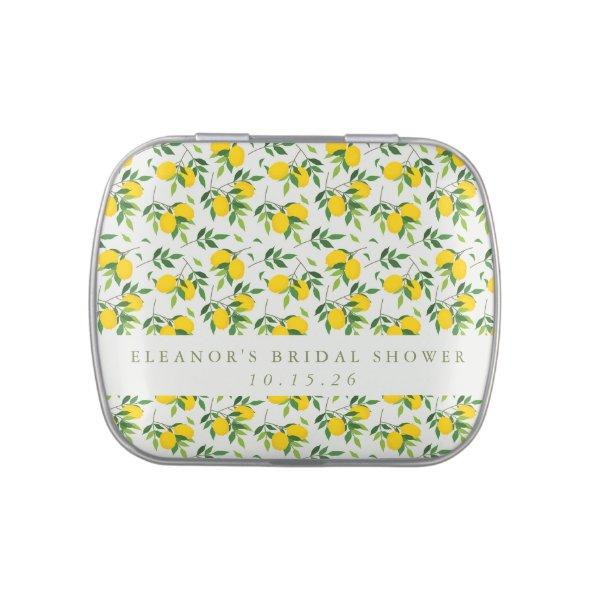 Summer Lemon Fruit Pattern Custom Bridal Shower Candy Tin