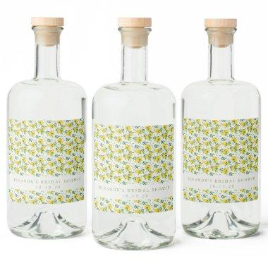 Summer Lemon Fruit Pattern Custom Bridal Shower Liquor Bottle Label