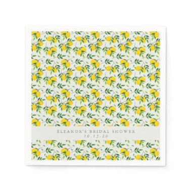 Summer Lemon Fruit Pattern Custom Bridal Shower Napkins