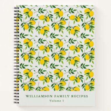 Summer Lemon Fruit Pattern Custom Recipe Notebook