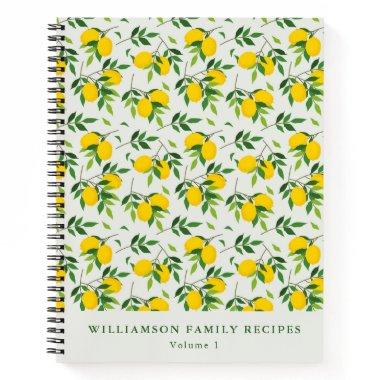 Summer Lemon Fruit Pattern Custom Recipe Notebook