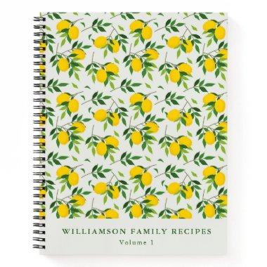 Summer Lemon Fruit Pattern Custom Recipe Notebook