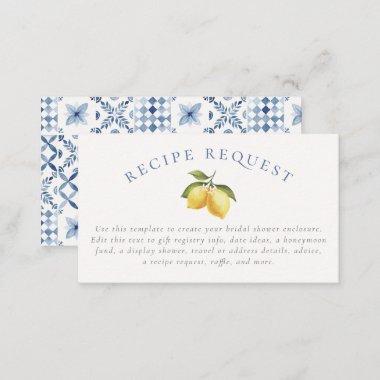 Summer Lemon & Mediterranean Tiles Bridal Shower Enclosure Invitations