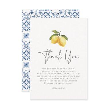 Summer Lemon & Mediterranean Tiles Bridal Shower Thank You Invitations