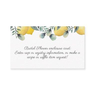 Summer Lemons & Eucalyptus Bridal Shower Enclosure Invitations