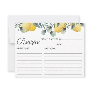 Summer Lemons Eucalyptus Bridal Shower Recipe Invitations