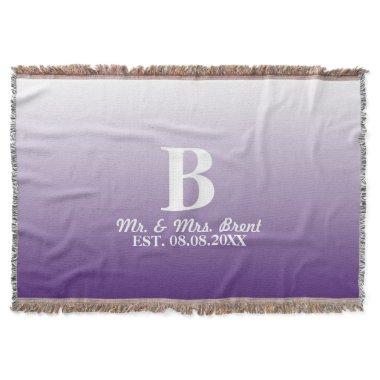 summer lilac ombre purple monograms throw blanket