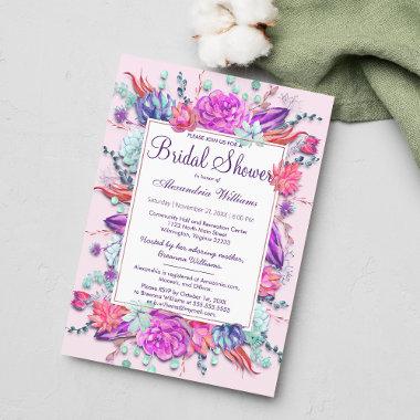 Summer Lilac Pink Purple Floral Bridal Shower Invitation PostInvitations