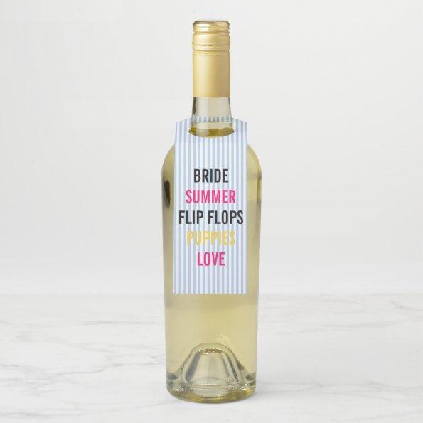 Summer Lovin Bride & Company Shower Bridal Party Bottle Hanger Tag