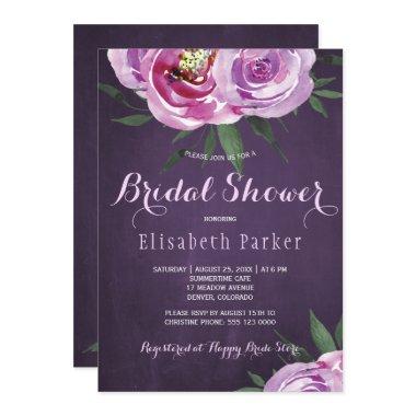 Summer mauve peonies purple plum bridal shower Invitations