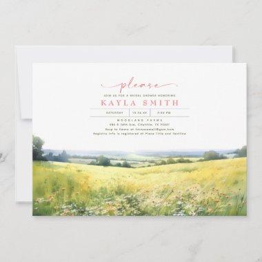 Summer Meadow and Wildflowers Boho Bridal Shower Invitations