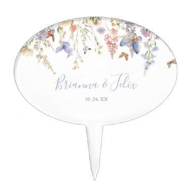 Summer Multicolor Wildflower Wedding Cake Topper