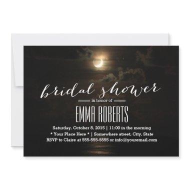 Summer Night Moon over the Sea Bridal Shower Invitations