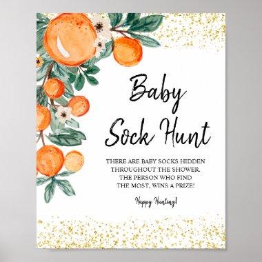 Summer Orange Watercolor Baby Sock Hunt Poster
