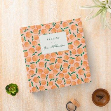 Summer Oranges Fruit Pink Custom Name Recipe 3 Ring Binder