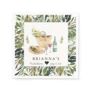 Summer Picnic Watercolor Foliage Frame Napkins