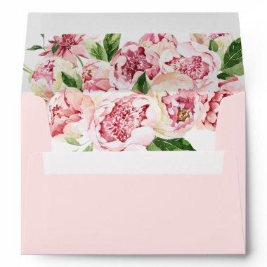 Summer Pink Peony Floral Bridal Shower Envelope