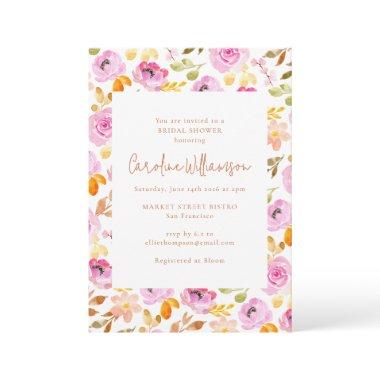 Summer Pink Watercolor Garden Floral