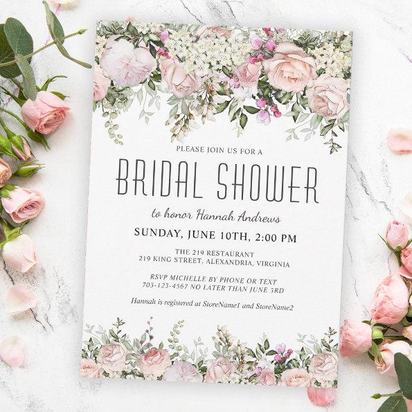 Summer Rose Garden Floral Bridal Shower Invitations
