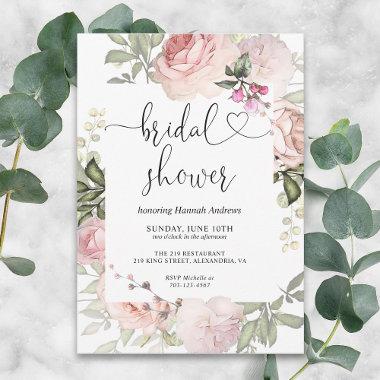 Summer Rose Garden Pink Bridal Shower Invitations