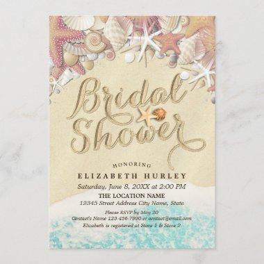 Summer Sandy Beach Wedding Bridal Shower Starfish Invitations