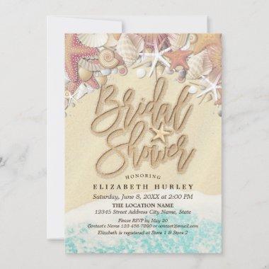 Summer Sandy Beach Wedding Bridal Shower Starfish Invitations