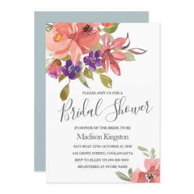 Summer Spring Flowers Modern bridal Shower Invite