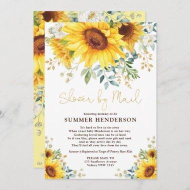 Summer Sunflower Greenery Baby Shower By Mail Invitations
