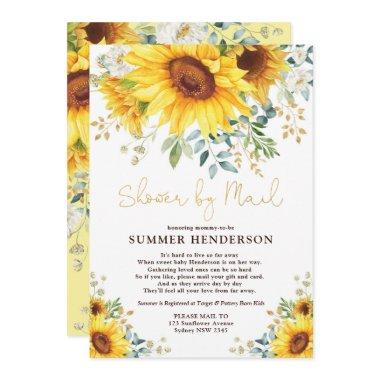 Summer Sunflower Greenery Baby Shower By Mail Invitations