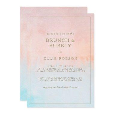 Summer Sunset Watercolor Brunch and Bubbly Shower Invitations