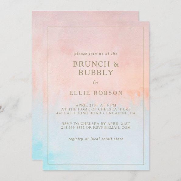 Summer Sunset Watercolor Brunch and Bubbly Shower Invitations