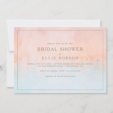 Summer Sunset Watercolor Horizontal Bridal Shower Invitations