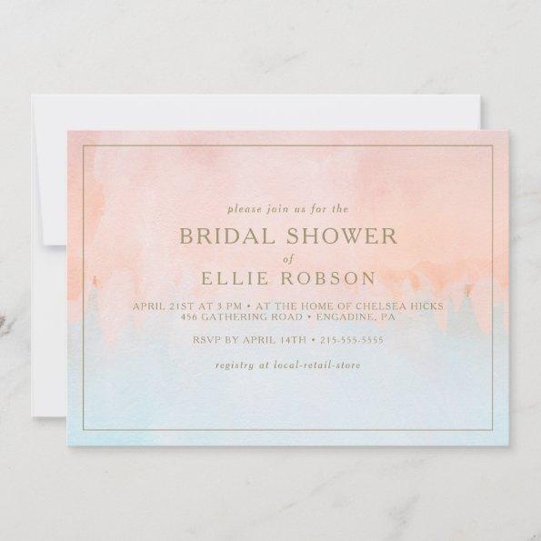 Summer Sunset Watercolor Horizontal Bridal Shower Invitations