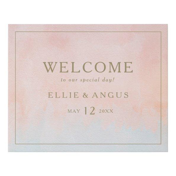 Summer Sunset Watercolor Welcome Faux Canvas Print