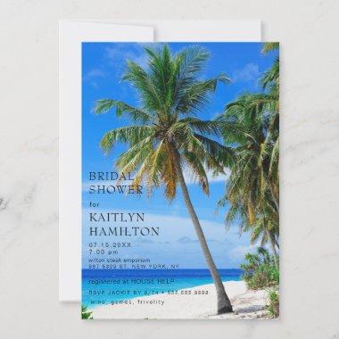 Summer Tropical Beach Palm Bridal Shower Invitations