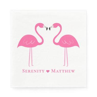 Summer Tropical Cute Pink Flamingo Wedding Napkins