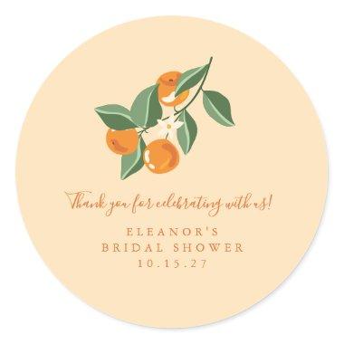 Summer Vintage Oranges Boho Custom Bridal Shower Classic Round Sticker