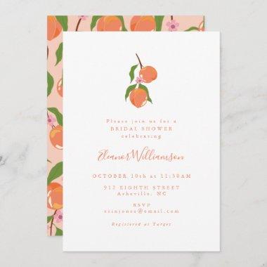 Summer Vintage Peach Fruit Boho Bridal Shower Invitations