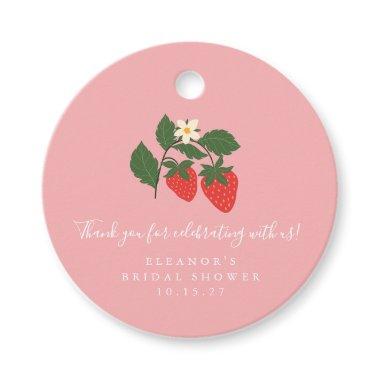 Summer Vintage Pink Strawberry Boho Bridal Shower Favor Tags