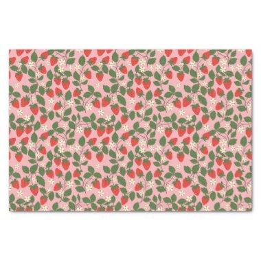 Summer Vintage Pink Strawberry Boho Bridal Shower Tissue Paper