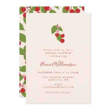 Summer Vintage Red Cherries Boho Bridal Shower Invitations