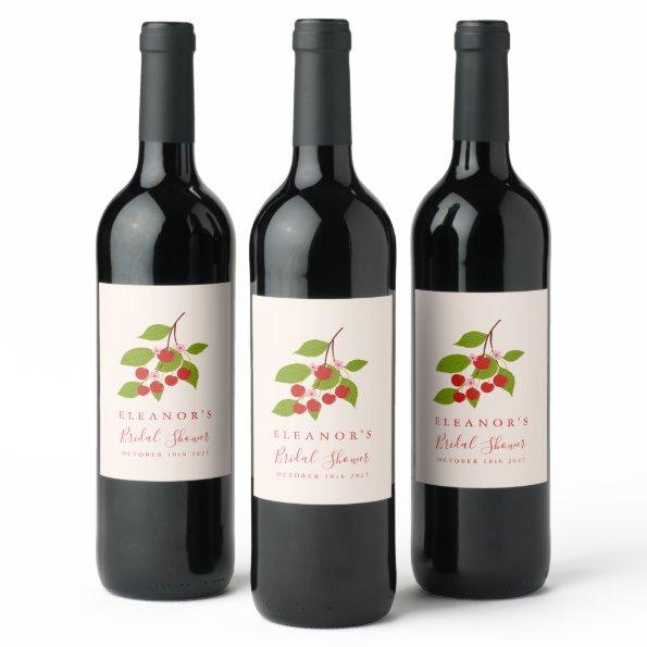 Summer Vintage Red Cherries Custom  Wine Label