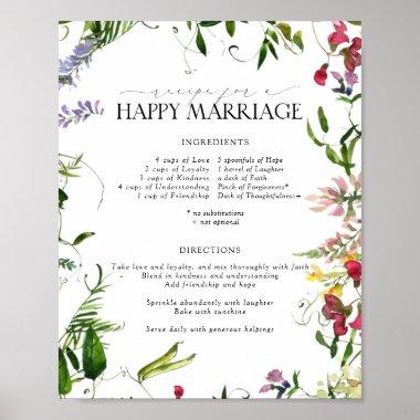 Summer Wildflower Recipe for a Happy Marriage Poster