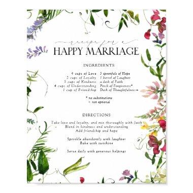 Summer Wildflower Recipe for a Happy Marriage Poster