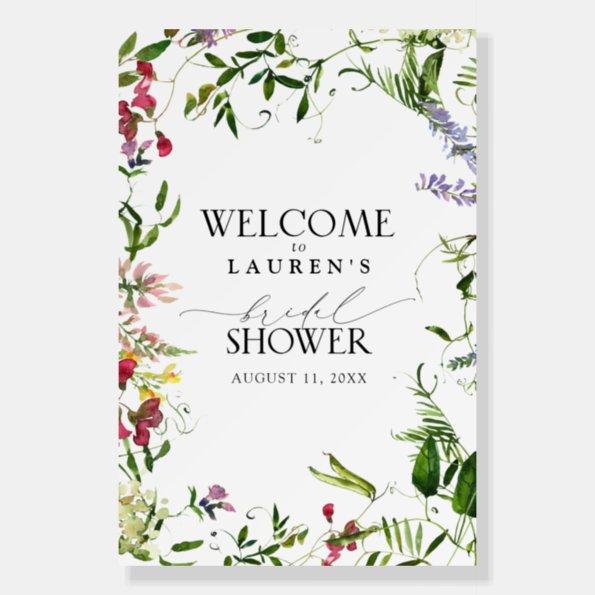 Summer Wildflower Watercolor Bridal Shower Welcome Foam Board