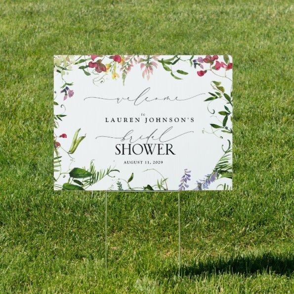 Summer Wildflower Watercolor Bridal Shower Welcome Sign
