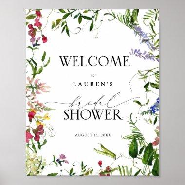 Summer Wildflower Watercolor Floral Shower Welcome Poster
