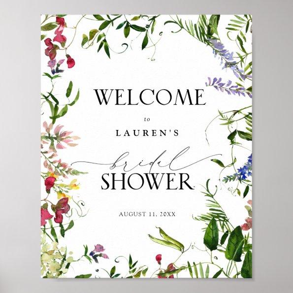 Summer Wildflower Watercolor Floral Shower Welcome Poster
